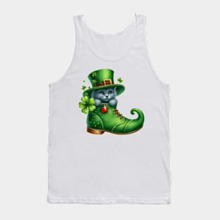 Russian Blue Cat Shoes For Patricks Day Tank Top